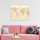 Map Of The World on the Globular Projection Canvas Afdruk (Insitu (Woonkamer))