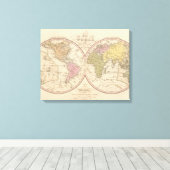 Map Of The World on the Globular Projection Canvas Afdruk (Insitu (Houten vloer))