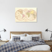 Map Of The World on the Globular Projection Canvas Afdruk (Insitu (Slaapkamer))