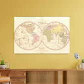 Map Of The World on the Globular Projection Canvas Afdruk (Insitu (Woonkamer))
