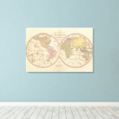 Map Of The World on the Globular Projection Canvas Afdruk (Insitu (Houten vloer))