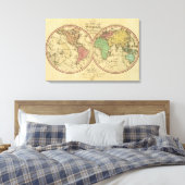 Map Of The World on the Globular Projection Canvas Afdruk (Insitu (Slaapkamer))