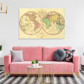 Map Of The World on the Globular Projection Canvas Afdruk (Insitu (Woonkamer))