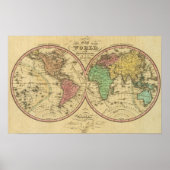 Map Of The World on the Globular Projection Poster (Voorkant)