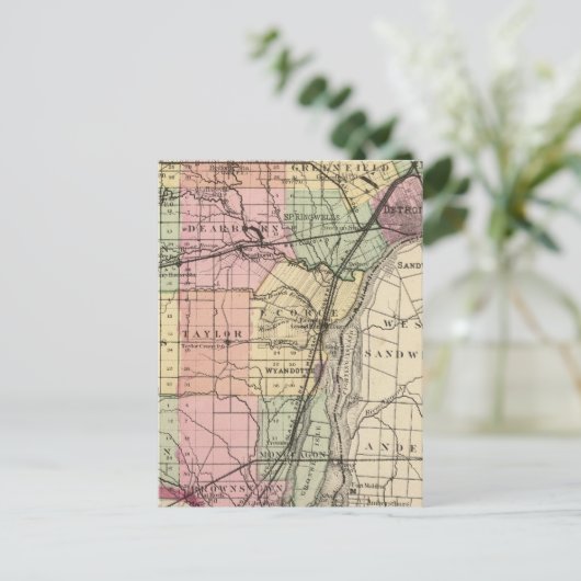 Map of Wayne County, Michigan Briefkaart (Staand voorkant)