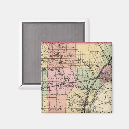 Map of Wayne County, Michigan Magneet (Voorkant / Achterkant)