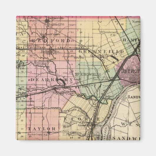 Map of Wayne County, Michigan Magneet (Voorkant)