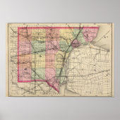 Map of Wayne County, Michigan Poster (Voorkant)