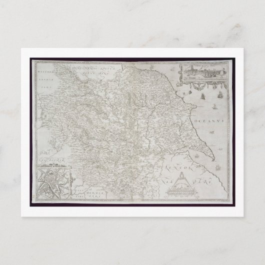Map of Yorkshire, gegraveerd door William Web, pub Briefkaart (Voorkant)