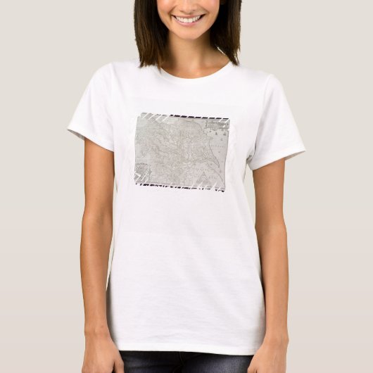 Map of Yorkshire, gegraveerd door William Web, pub T-shirt (Voorkant)