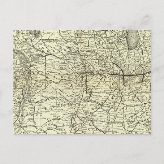 Map Ohio and Mississippi Railway Briefkaart (Voorkant)