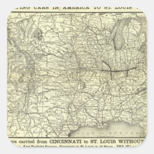 Map Ohio and Mississippi Railway Vierkante Sticker