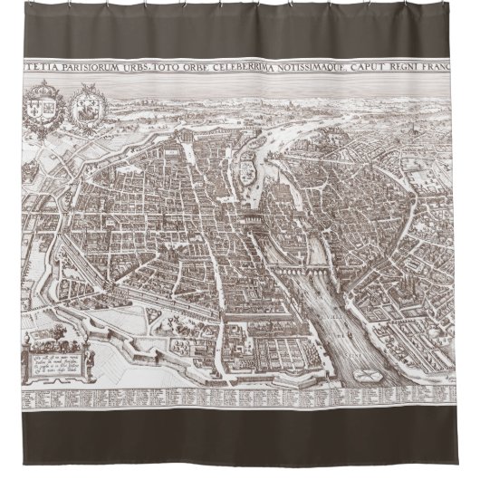 Map Old Paris Frankrijk 1618 Shower Curtain Douchegordijn (Voorkant)