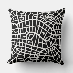 Map Pattern 030520 - White on Black Kussen