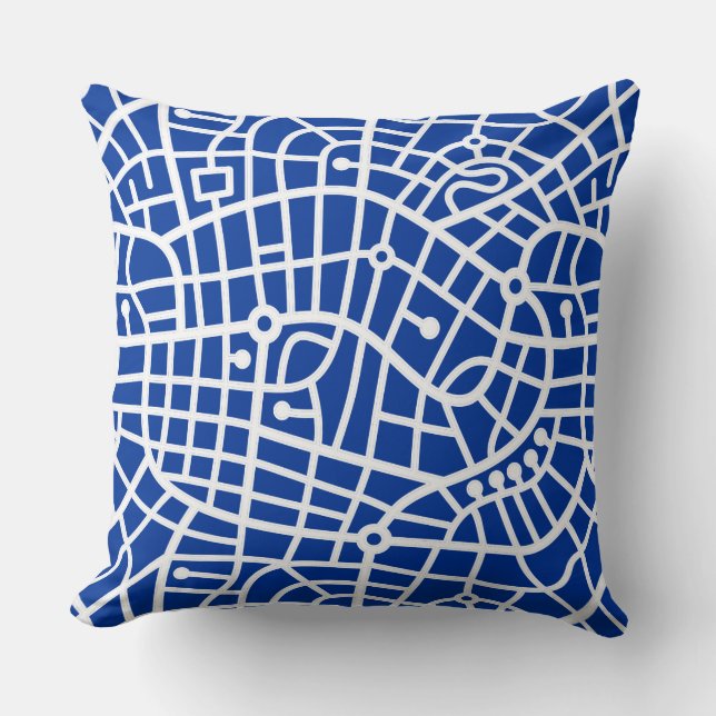 Map Pattern 030520 - White on Navy Blue Kussen (Voorkant)