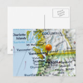 Map pin placed on Vancouver, Canada on map, Briefkaart (Voorkant / Achterkant)