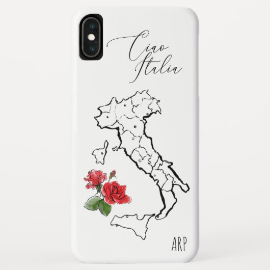 *~* Map Red Rose Green Leaf Italië Case-Mate iPhone Case (Achterkant)