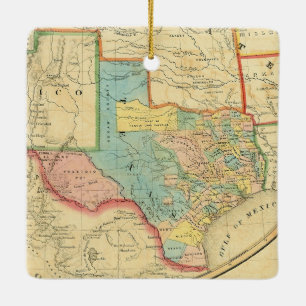 Map Republiek Texas 1851 Keramisch Ornament
