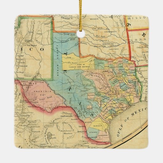 Map Republiek Texas 1851 Keramisch Ornament (Achterkant)