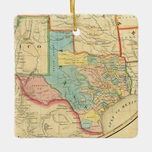 Map Republiek Texas 1851 Keramisch Ornament (Voorkant)