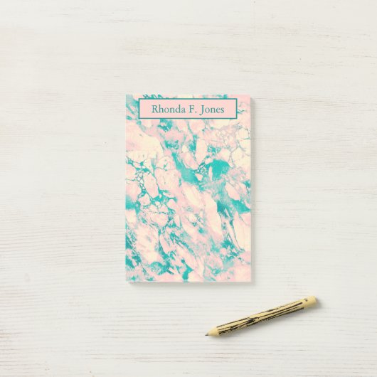 map Roze en Blauwe marmer Pocket Post-it® Notes (Op bureau)