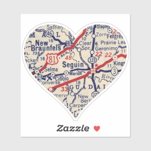  map Seguin Texas Sticker (Vel)