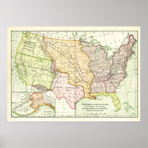 Map Territoriale Groei United States Retro Poster