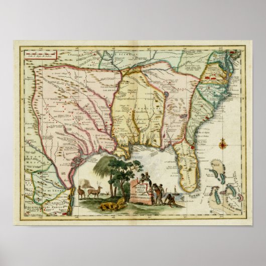 Map van 1740 Florida Poster (Voorkant)