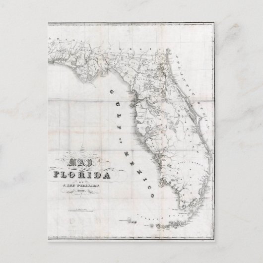 Map van 1837 Florida Briefkaart (Voorkant)