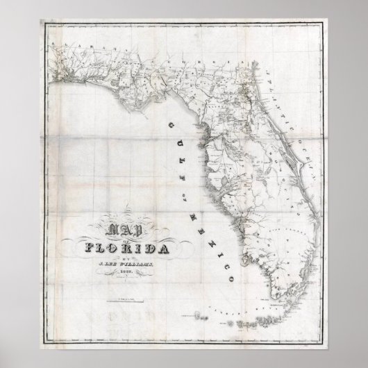 Map van 1837 Florida Poster (Voorkant)