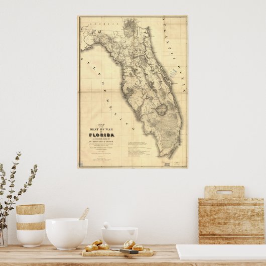 Map van 1839 Florida Poster (Keuken)