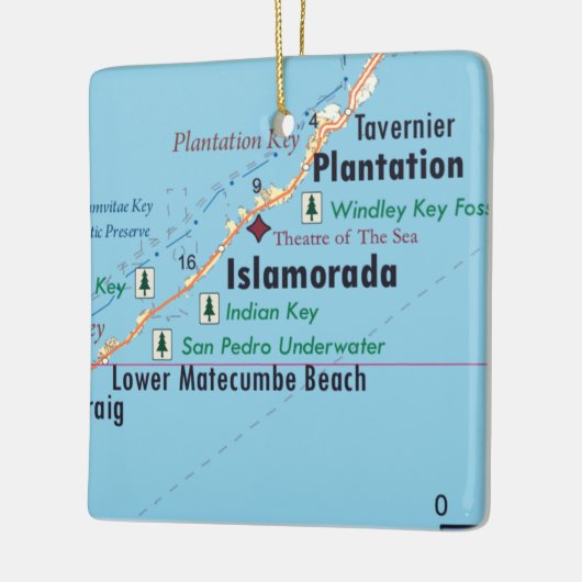 Map voor Islamorada Florida Keramisch Ornament (Links)