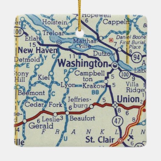 map Washington MO Keramisch Ornament (Achterkant)