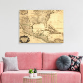 Map Zuid-Verenigde Staten en Midden-Amerika Canvas Afdruk (Insitu (Woonkamer))