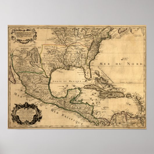 Map Zuid-Verenigde Staten en Midden-Amerika Poster (Voorkant)