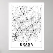 Mapa Da Cidade Braga Estilo Linha Clássico Poster (Voorkant)
