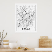 Mapa Da Cidade Braga Estilo Linha Clássico Poster (Keuken)