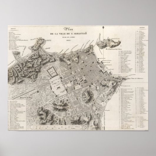 Mapa da cidade do Rio de Janeiro (1820) Poster (Voorkant)