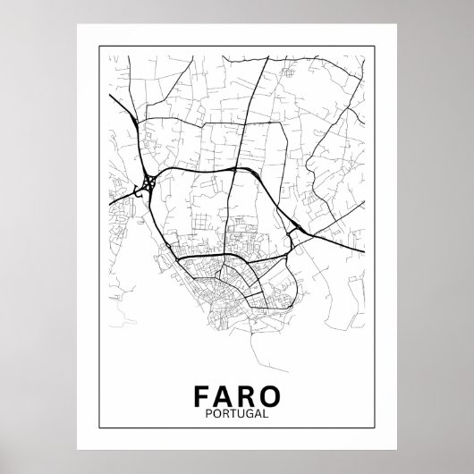 Mapa Da Cidade Faro Estilo Linha Clássico Poster (Voorkant)