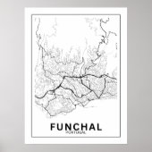 Mapa Da Cidade Funchal Estilo Linhas Clássico Poster (Voorkant)