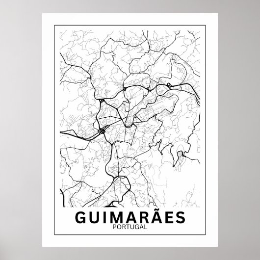 Mapa Da Cidade Guimarães Estilo Linha Clássico Poster (Voorkant)