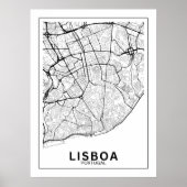 Mapa Da Cidade Lisboa Estilo Linhas Clássico Poster (Voorkant)