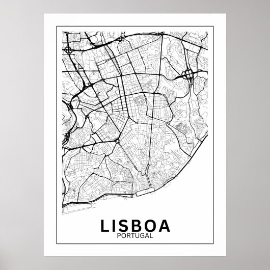 Mapa Da Cidade Lisboa Estilo Linhas Clássico Poster (Voorkant)