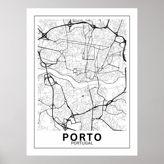 Mapa Da Cidade Porto Estilo Linha Clássico Poster (Voorkant)