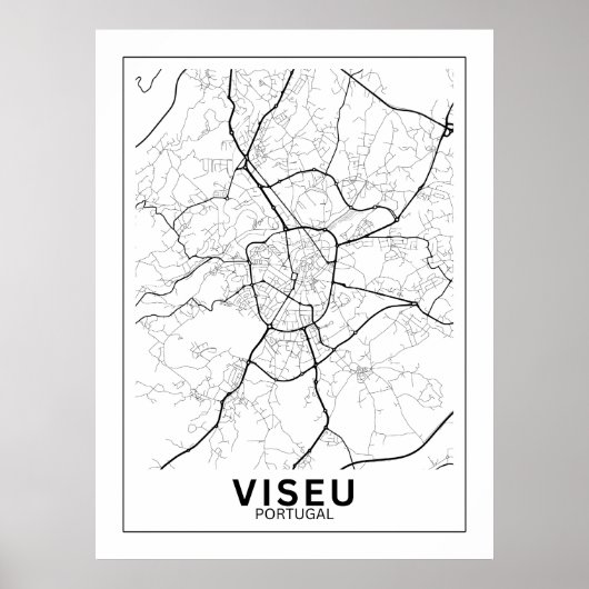  Mapa Da Cidade Viseu Estilo Linha Clássico Poster (Voorkant)