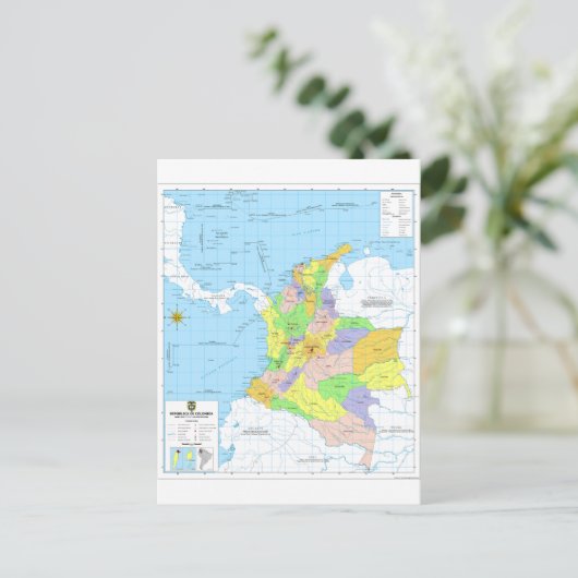 Mapa de Colombia Map of Colombia Briefkaart (Staand voorkant)