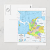 Mapa de Colombia Map of Colombia Briefkaart (Voorkant / Achterkant)