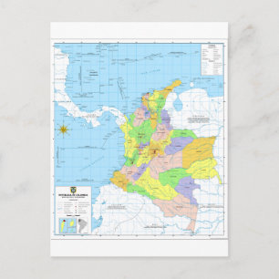 Mapa de Colombia Map of Colombia Briefkaart