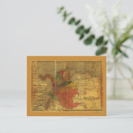 Mapa de la Republica de Colombia (1912) Briefkaart (Staand voorkant)