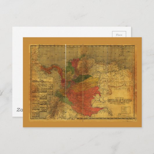 Mapa de la Republica de Colombia (1912) Briefkaart (Voorkant / Achterkant)